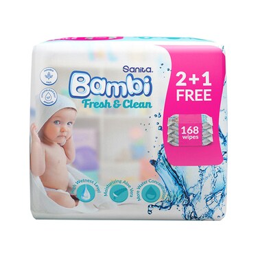 Sanita Bambi Fresh and Clean 168 wipes