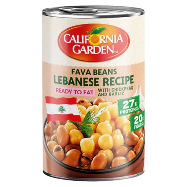 California Garden Canned Fava Beans with Chick Peas and Garlic Lebanese Recipe 450g