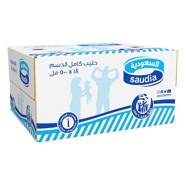 Saudia Whole Milk Off Shore 500ml x 18 Pieces