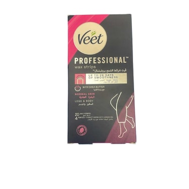 Veet Professional Hair Removal Wax Strips for Normal Skin Legs &amp; Body, 20 Strips