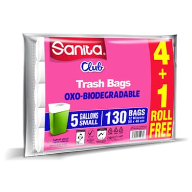 Sanita Club Trash Bags OXO Biodegradable 5 gallons Small 130 bags 50x46cm 5 rolls