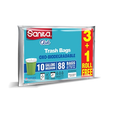 Sanita Club Trash Bags OXO Biodegradable 10 gallons Medium 88 bags 65x52cm