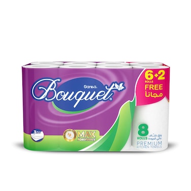 Sanita Bouquet Premium Kitchen Towel 8 Rolls x 3 ply