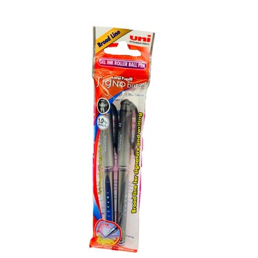 Uniball Gel Ink Roller Ball Pen Black / Blue 2 Pieces 1.0 mm