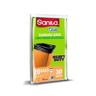 Sanita Club Garbage Bags  OXO Biodegradable Heavy Duty Medium 30 Gallons 20 Bags 72x85cm
