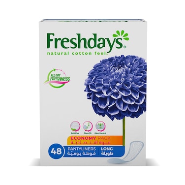 Freshdays Natural Cotton Feel Economy Pack 48 Cotton Pantyliners