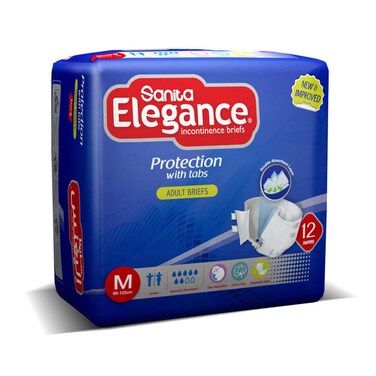 Sanita Elegance Protection with Tabs Adult Briefs Medium size 69-122 cm 12 diapers