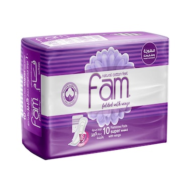Fam Natural Cotton Feel Folded with Wings 10 Feminine Pads