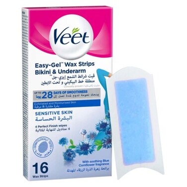 Veet Bikini &amp; Underarm Wax Strips 16 Pieces