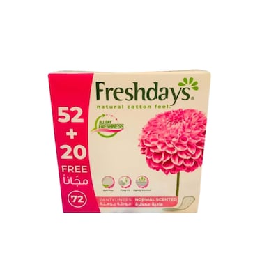 Freshdays Natural Cotton Feel Normal Scented Mega Pack 72 Cotton Pantyliners