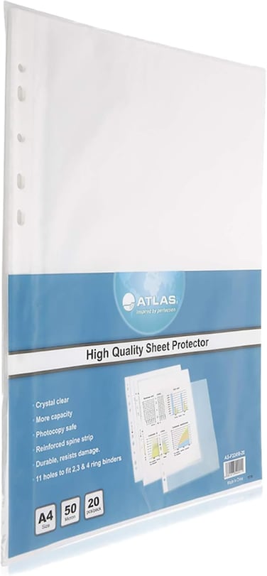 Atlas Glass Clear Pockt Pp A4 Pk20P