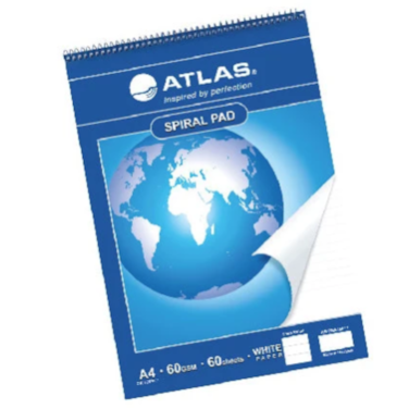 Atlas Spiral Notepad A4 60Gsm 60Sht