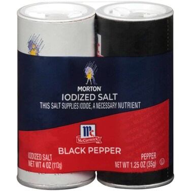 Morton Iodized Salt and Pepper Shakers