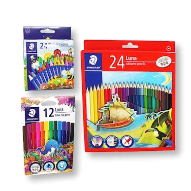 Staedtler Color Penciles 34 Pieces + Felt Tip Pens 12 Pieces + Crayons 24 Pieces