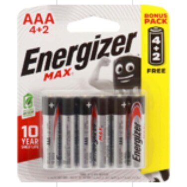 Energizer Alkaline Battery AAA pack of 6 pieces
