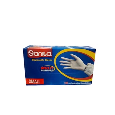 Sanita Disposable Gloves Multi Purpose Small 100 Non Powdered Vinyl Disposable Gloves