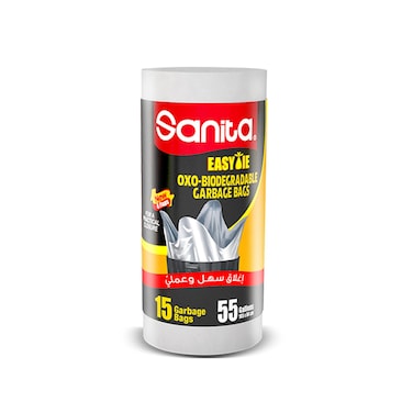 Sanita Easy Tie OXO Biodegradable Garbage Bags 55 Gallons 15 Garbage Bags
