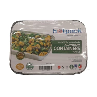 Hotpack Aluminum Containers with Lid Rectangular 1077 10 pieces