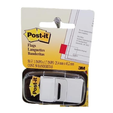 3M Post It Flags White 50sheetsx25.4mmx43.2mm