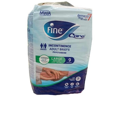 Fine Care Unisex Diapers For Adult, Large - 9 Diapers