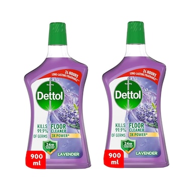 Dettol Antibacterial Floor Cleaner Lavender Scent, 900ml x 2