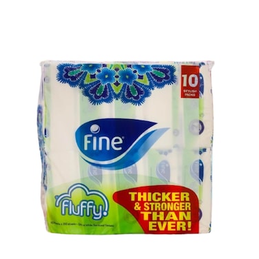 Fine White Tissues Fluffy (200 Sheets 2Ply) (10 Pieces)