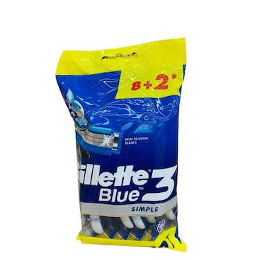 Gillette Blue 3 Simple Razors 10 Pieces