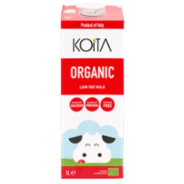 Koita Low Fat Organic Cow Milk Vitamin A and D3 1L