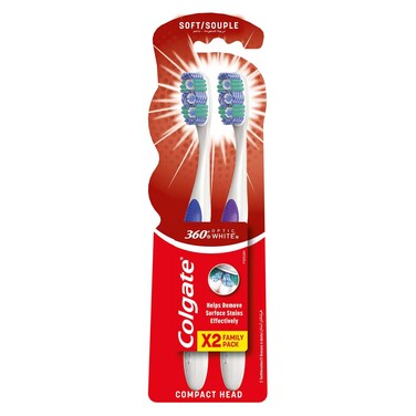Colgate Toothbrush 360 Optic White Soft 2 Pieces