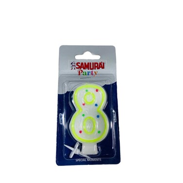 Samurai Birthday Candle No 8 Blister
