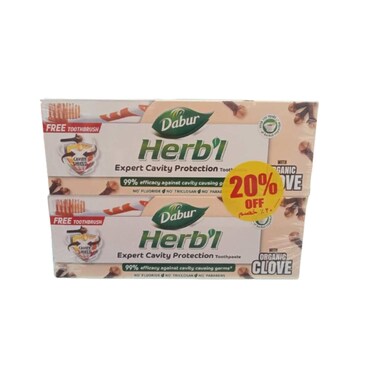Dabur Herbal Cavity Protection Clove Toothpaste + Toothbrush 150gr x 2 Pieces