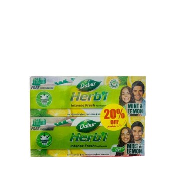 Dabur Herbal Tooth Paste Fresh Gel 2x150gr + Tooth Brush