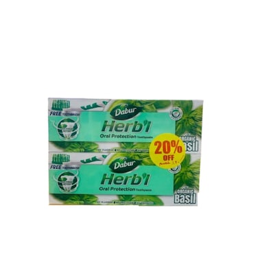 Dabur Herbal Toothpaste Basil 2 x 150 gr + Toothbrush