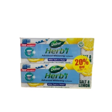 Dabur Herbal Toothpaste Whitening 2 x 150 gr + Toothbrush