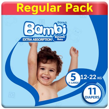 Sanita Bambi Extra Absorption Regular Pack X Large 5 12 to 22kg 11 diapers