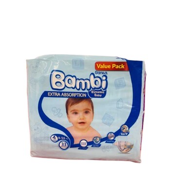 Sanita Bambi Extra Absorption Value Pack 4 Large 8 to 16kg 33 diapers