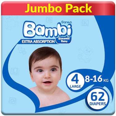 Sanita Bambi Diaper Jumbo Large 62 Pads