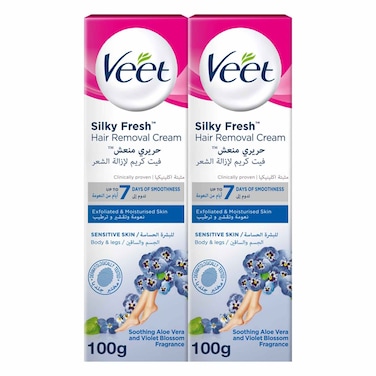 Veet Hair Removal Cream for Sensitive Skin Legs &amp; Body, 100g x 2