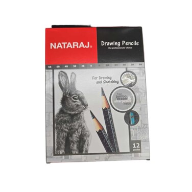 Nataraj Drawing Pencil 12 + Sharpener and Eraser