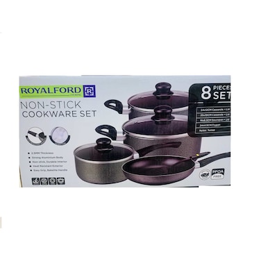 Royalford Aluminum Nonstick Cookware 8 Pieces