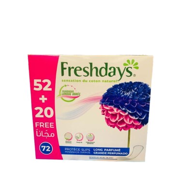 Freshdays Natural Cotton Feel Mega Pack 72 Cotton Pantyliners Long Scented