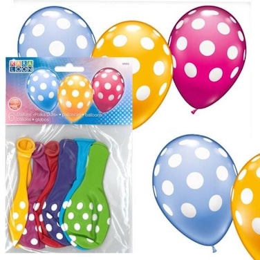 Kara Polka Dots Balloon Assorted Colors 6 Pieces