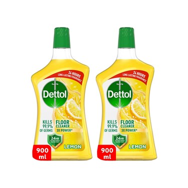 Dettol Antibacterial Floor Cleaner Lemon Scent, 900ml x 2