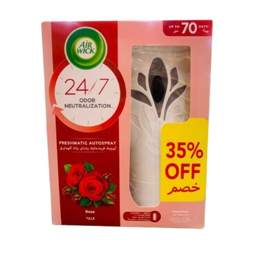 Air Wick Automatic Air Freshener Spray Kit with Gadget &amp; Refill, Rose Scent, 250ml