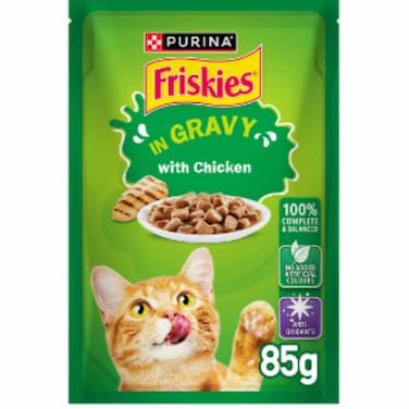 Purina Friskies Chicken Chunks In Gravy Wet Cat Food Pouch 85g