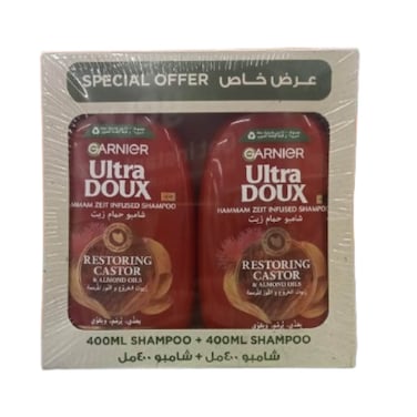 Garnier Ultra Doux Castor and Almond Oils Shampoo 400ml Pack of 2