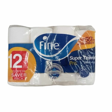 Fine Pro Super 3 Ply Towel Rolls 12 Pieces