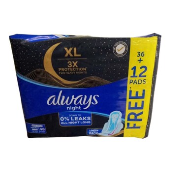 Always Maxi Thick Night Wings Dreamzz Pads 48 Count