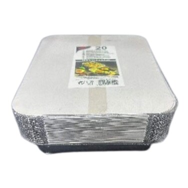 Papstar Aluminium Foil Container with Lid R22L 20 Pieces