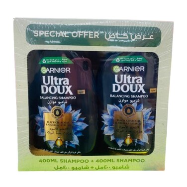 Garnier Ultra Doux Shampoo Charcoal 2x400ml